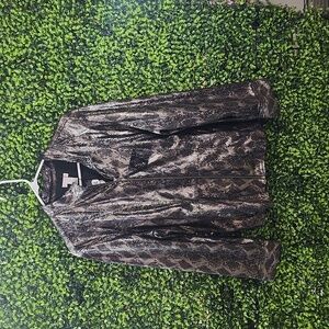 Chico's Metallic Gray Black Snake Skin Jacket Size 3